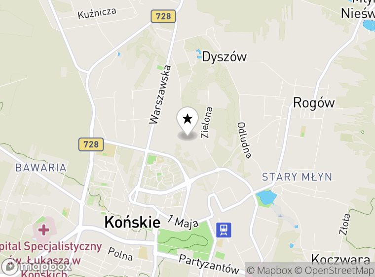 Hulajnogi elektryczne Końskie mapa