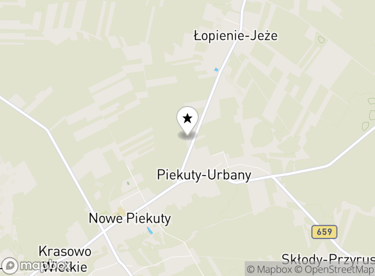 Hulajnogi elektryczne Piekuty-Urbany mapa